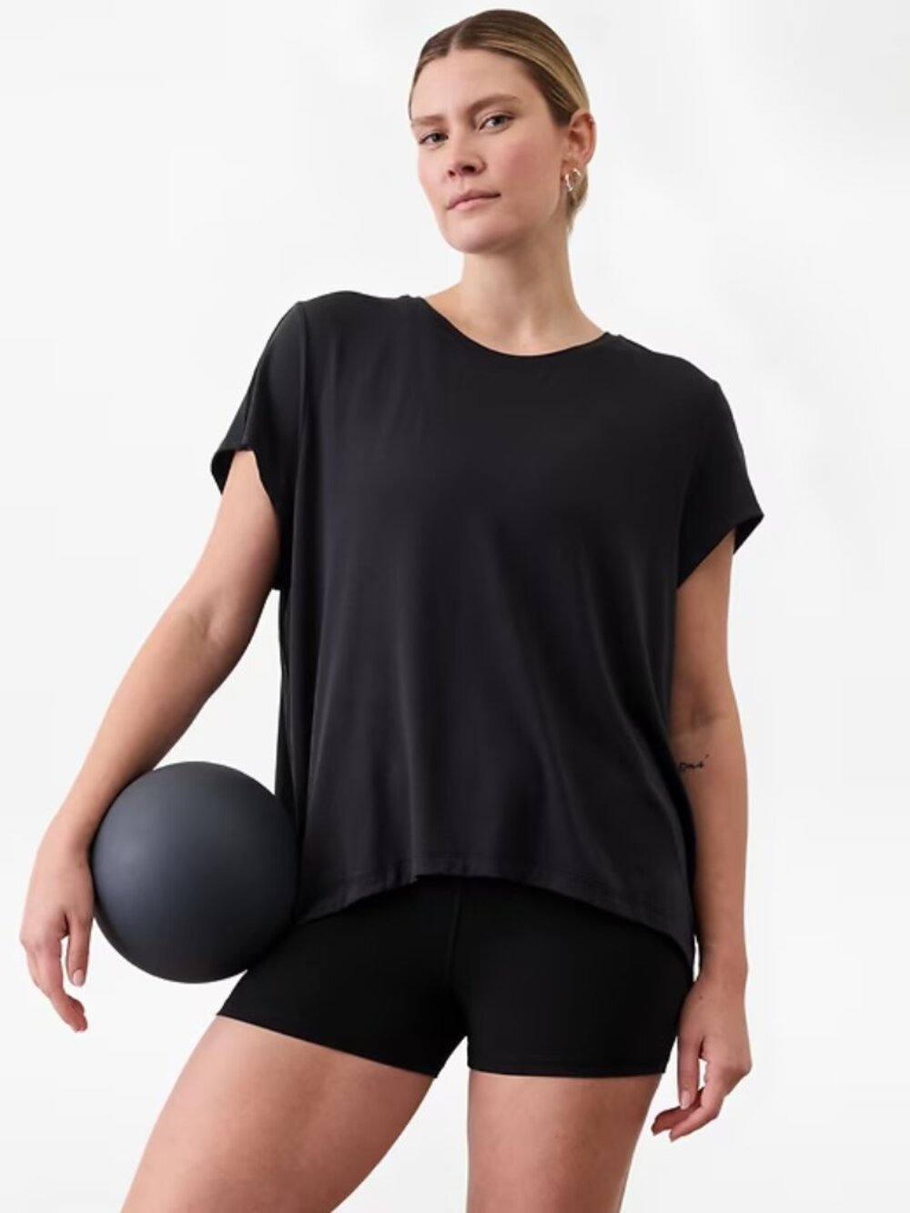 Athleta With Ease Tee Oversized Athleisure Yoga Comfy Sweat Wicking Summer XL